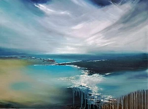 ORIGINAL ELIZABETH WILLIAMS ""Legendäre"" Meereslandschaft Meer Strand ÖLGEMÄLDE - Bild 1 von 3
