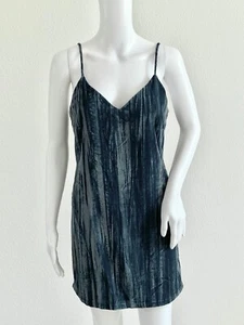 Elodie Women's Blue Slate V-Neck Velvet Cami Dress Size Small Sleeveless Mini - Picture 1 of 10