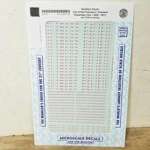 Southern Pacific RR City San Fran Passenger Cars Microscale Decals 87-126 HO - Picture 1 of 3