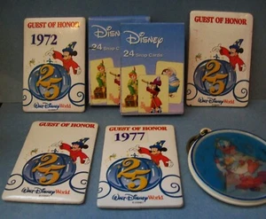 4 Vintage 1970's Foam Badges 2 Decks of Snap cards Donald Duck Flicker Key Chain - Picture 1 of 3