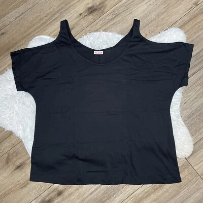 New Womens Alloy Short Sleeve Cold Shoulder Top Black Size 2X - Image 1 of 4