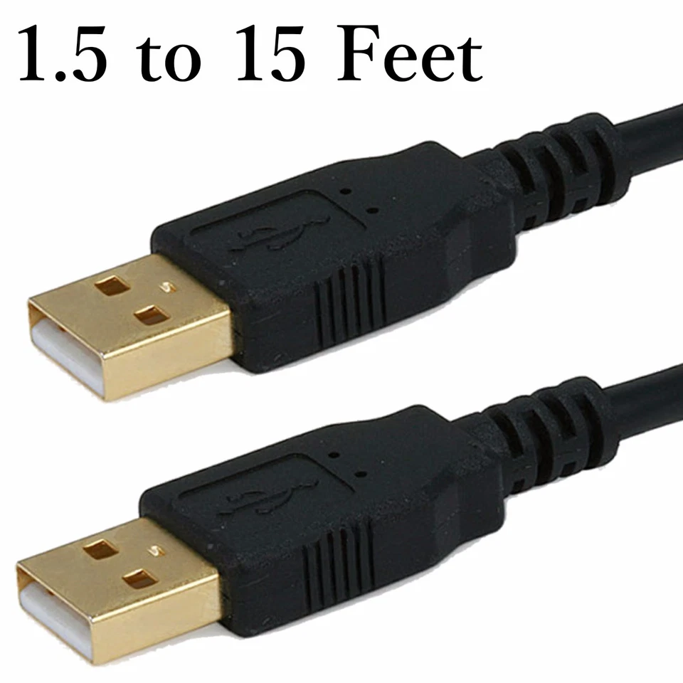 2.0 USB Type A Male to Type A Male 28/24 AWG Cable for Computer PC Data Cord - Image 1 of 1