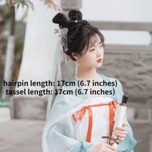 Silber Damen Mädchen Haarnadel Schritt Schütteln Quaste Schmetterling Kopfschmuck Ethno Retro - Bild 1 von 6