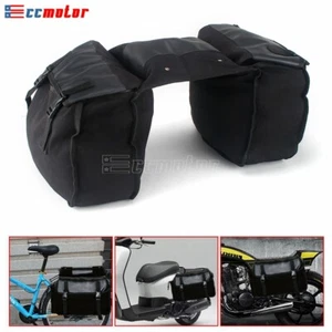 Black Motorcycle Side Saddle Bags Panniers Pouch Luggage Storage Tool Bag Canvas - Picture 1 of 9