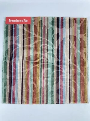 12 x 13" Brunschwig & Fils Etoile Jewel Velvet Remnant Stripe Fabric Designer - Image 1 of 4