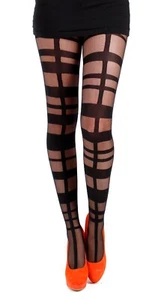 Pamela Mann Gitter Umreifungsstrumpfhosen, schwarz, Größe 36-42 Hüftmedium, - Bild 1 von 1