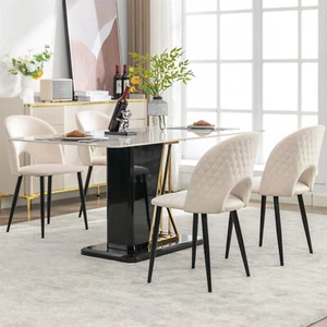Esszimmerstuhl 4er Set Küchenstuhl Polsterstuhl Wohnzimmerstuhl Sessel Beige - Bild 1 von 14