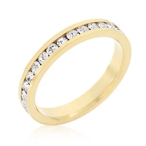 18K GOLD EP DIAMOND SIMULATED  ETERNITY RING sz 6 or M - Picture 1 of 1