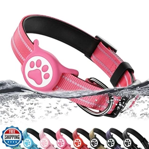 Airtag Hundehalsband, reflektierendes ultra-robustes Nylon gepolstert mit QR-Code Schnalle  - Bild 1 von 5