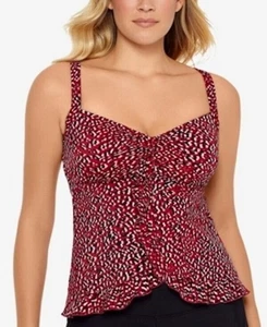 Traje de baño Swim Solutions Tankini Top para mujer 8 volantes rojo Resort Beach NUEVO $72 - Imagen 1 de 2