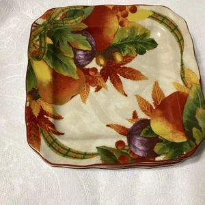 222 Fifth Autumn Celebration & Harvest Butter Plates 6 1/4 Set of 4 Beautiful - Picture 1 of 6