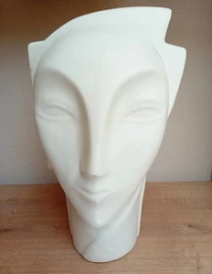 Maniquí busto cabeza cerámica blanca Art Deco cubista estilo cubista Lindsey Balkweill años 80 - Imagen 1 de 8