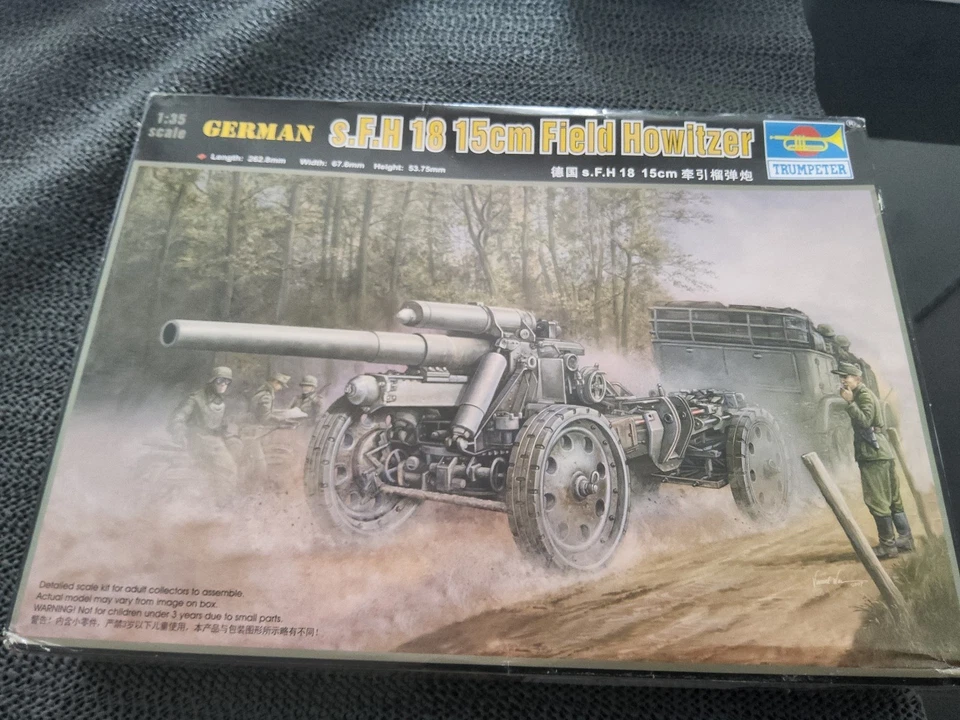 TRUMPETER 02304 MAQUETTE GERMAN 15CM S.FH 18 FIELD HOWITZER 1/35 AVEC CANON FER - Photo 1/4