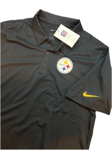 NIKE PITTSBURGH STEELERS MEN'S DRI-FIT Team ON FIELD NFL BLACK POLO SHIRT LARGE - Picture 1 of 9