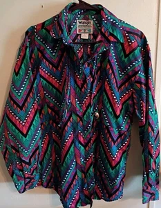 '90s Wrangler Aztec Floral Women's Long Sleeve Western Shirt Vintage Size L - Bild 1 von 5
