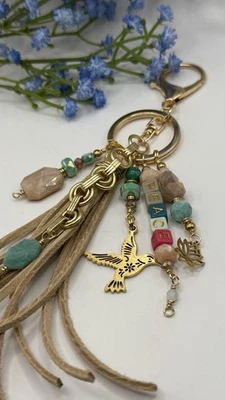 Bolso Dije Artesanal Paz Bohemio Único Único Cuero Borla Foto 1 de 4