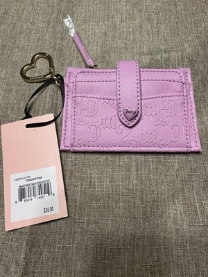 New Fondant Pink Juicy Couture Mini  Credit Card/ License wallet With Key ring - Image 1 of 4