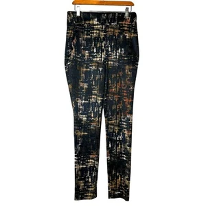 Donna Karan Pants Size 40 US 10 Vintage Abstract Black White Stretchy High Rise - Picture 1 of 9
