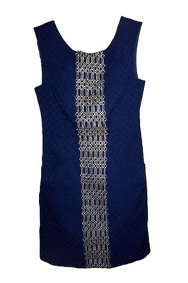 Plenty Dresses by Tracy Reese Size 4 Women's Navy Blue & Gold Pencil Dress - Image 1 of 4