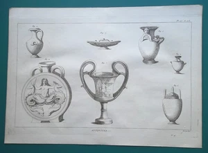 VASES Greek & Roman - 1804 Antique Print 11 x 16" - Picture 1 of 3