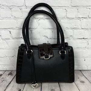 BRIGHTON Vintage Krokodilleder braun schwarz Umhängetasche Handtasche Herzanhänger 301979 - Bild 1 von 15