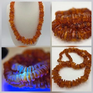 Vintage Graduated Baltic Amber Chip Necklace 26" 51g - Picture 1 of 18