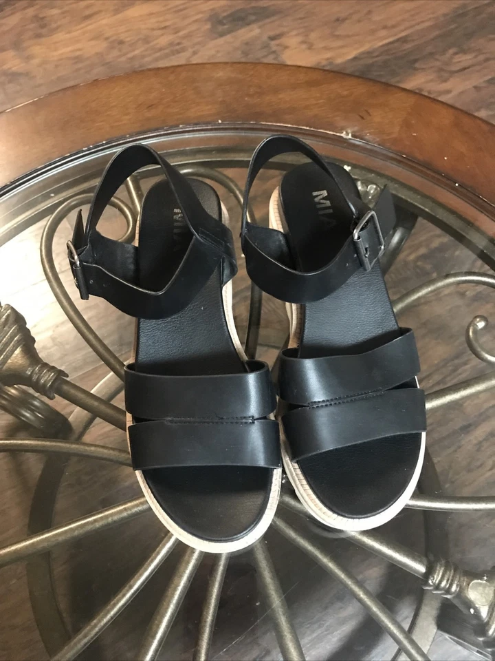 Sandalia Mujer Mia Jovis Cuero Negro Talla 6 1/2 Foto 1 de 4