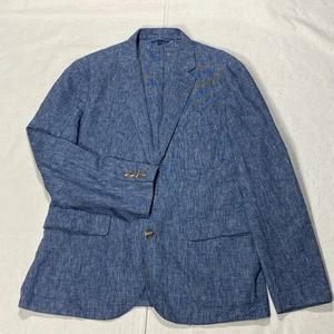 Blazer J.Crew Gris Sin Estructura Sin Forro Lino Algodón Parche Bolsillos Talla Grande - Imagen 1 de 21