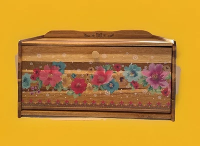 Pioneer Woman Breezy Blossom богемное цветочное акациевое дерево хлебница легкая - Изображение 1 из 4