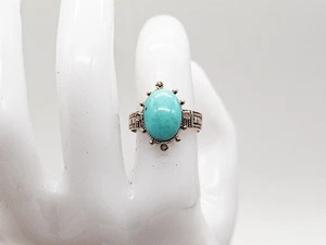 Antiguo anillo victoriano de oro amarillo de 14 k con perlas turquesa natural de 3 quilates de la década de 1870 - Imagen 1 de 6