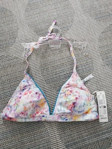 Top de bikini Esprit acolchado cuello halter con estampado floral, talla 38B - Imagen 1 de 6