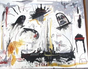 DINE (NAVAJO) SELF TAUGHT ARTIST, MATTHEW KIRK, NY, CA 2000 MIXED MEDIA DRAWING - Picture 1 of 12