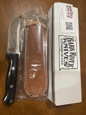 Bark River Knives Bravo 1 A2 Steel USA Leather Sheath Black Canvas Micarta - Image 1 of 4