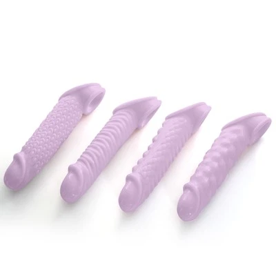 Hombres-Pene-Funda-Gallo-Extensor-Erección-Ampliador-Mejorador-circunferencia-Mangas-4 Paquetes Foto 1 de 4