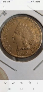1863 indian head cent Xf/Au - Picture 1 of 2