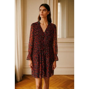 Diane von Furstenberg Langarmkleid rot marine Punkte 10 - Bild 1 von 9