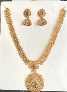 South Indian Jewelry Choker with Jhumki - Picture 1 of 3