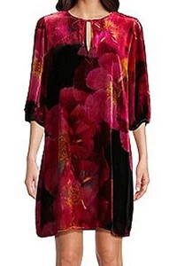 NUEVO CON ETIQUETAS JOHNNY WAS XXL Vestido Vesna Rubí Flor Terciopelo Mezcla de Seda Vestido Cambio - Imagen 1 de 6