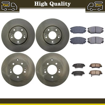 6 Front Rear Brake Pads Set Disc Rotors Fits 2009 2010 2011 Hyundai Azera - Image 1 of 4