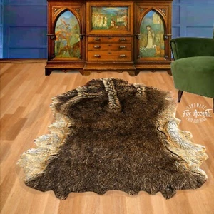 Faux Fur Animal Hide Pelt Rug, Two Toned Deerskin, Area Rug, Handmade in America - Picture 1 of 6