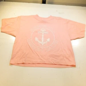 VINTAGE CAPITAL BERMUDA BEACH CLUB CROPPED HALF TEE T SHIRT Mens One Size Pink - Picture 1 of 4