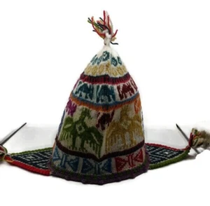 Peruvian Handmade Unisex Chullo hat cap - winter warm - ceremonial Shaman - Picture 1 of 6