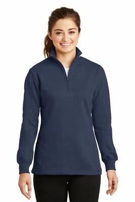 Sudadera Sport-Tek para mujer 1/4 cremallera sarga grabada cuello acanalado punto puños LST253 Foto 1 de 3