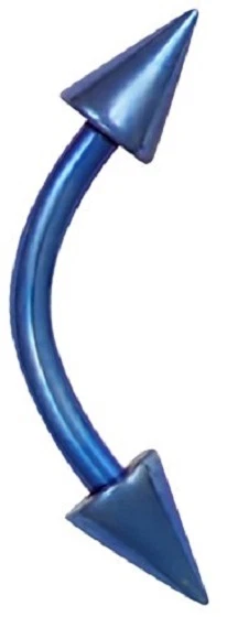 Barra Curvada 16g Azul Titanio Anodizado Sobre Acero Quirúrgico con Extremos de Punta Foto 1 de 1