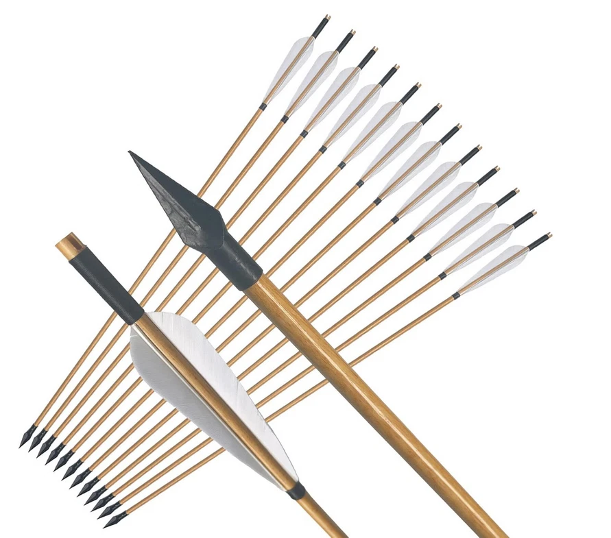 Archery 33" Hunting Wooden Arrows Recurve Bow Traditional Hunting Spine 500 - Image 1 of 4