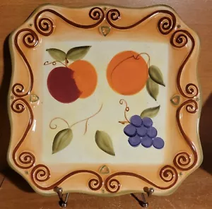 Tabletops Gallery MEDICI Square Dinner plate, 11 1/4", Fruit, Excellent - Picture 1 of 5
