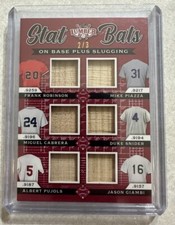 Cabrera PUJOLS/ROBINSON/SNIDER2022 Leaf Lumber Stat Bats Game Used Bat Relic 2/3
