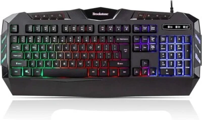 Brookstone Gaming Gamer Keyboard USB Wired Keyboard with Multi-Color LED Backlit - Image 1 of 3