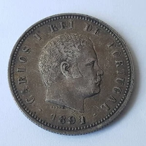 Portugal 200 Reis 1891 Silver Coin - Picture 1 of 2