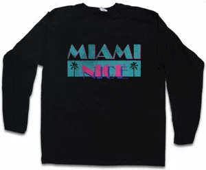 MIAMI NICE LANGARM T-SHIRT USA Florida Sea Beach Palms Bar and Grill Vice Strand - Picture 1 of 1